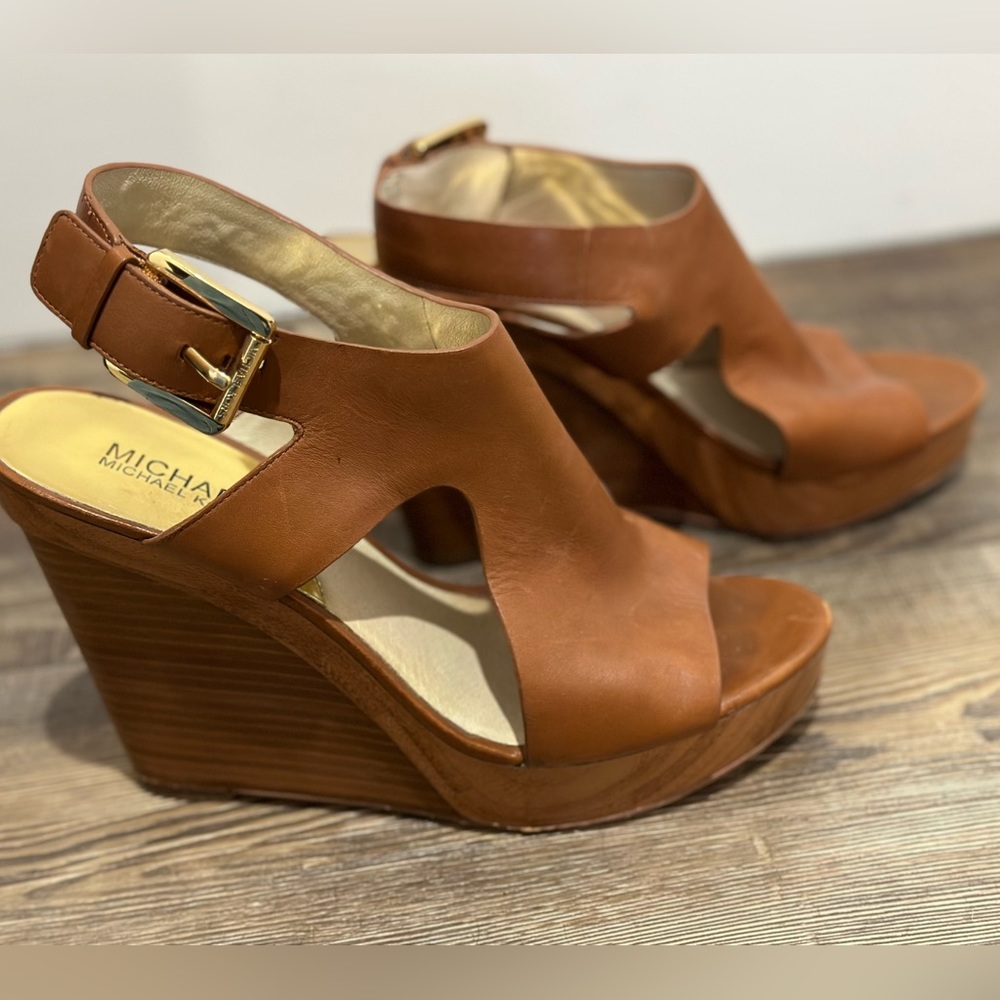 Michael Kors Brown Slingback Wedges Size 8.5